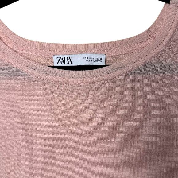 ZARA PINK CREW NECK PULL OVER CARDIGAN SIZE SMALL - Picture 2 of 8